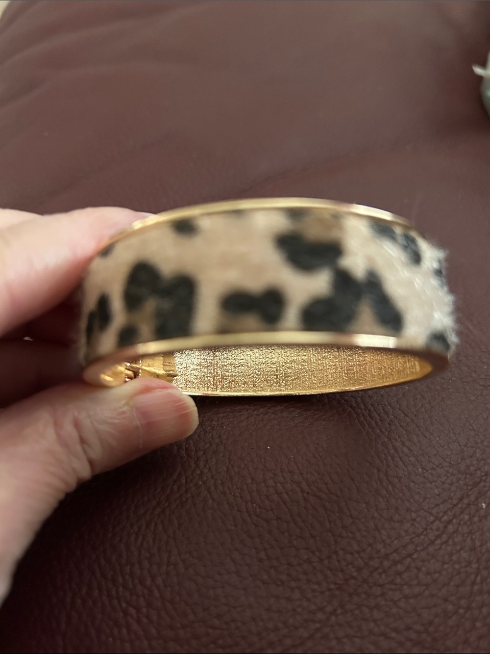 Plunder Gold-Tone Leopard Print Bangle - Beige & Black